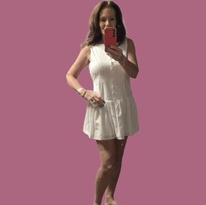 White Button-Front Eyelet Summer Dress